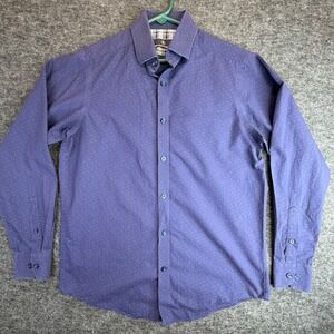 Hart Schaffner Marx Button Down Shirt Mens Small Navy Textured Long Sleeve